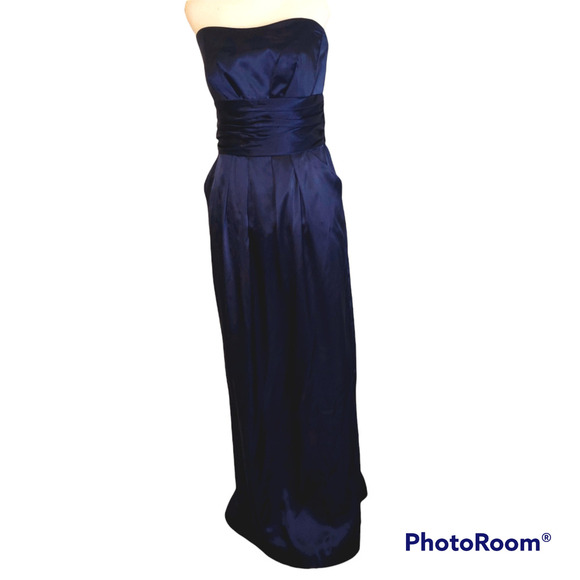 David's Bridal Strapless Navy Dress size 12 - Picture 1 of 10